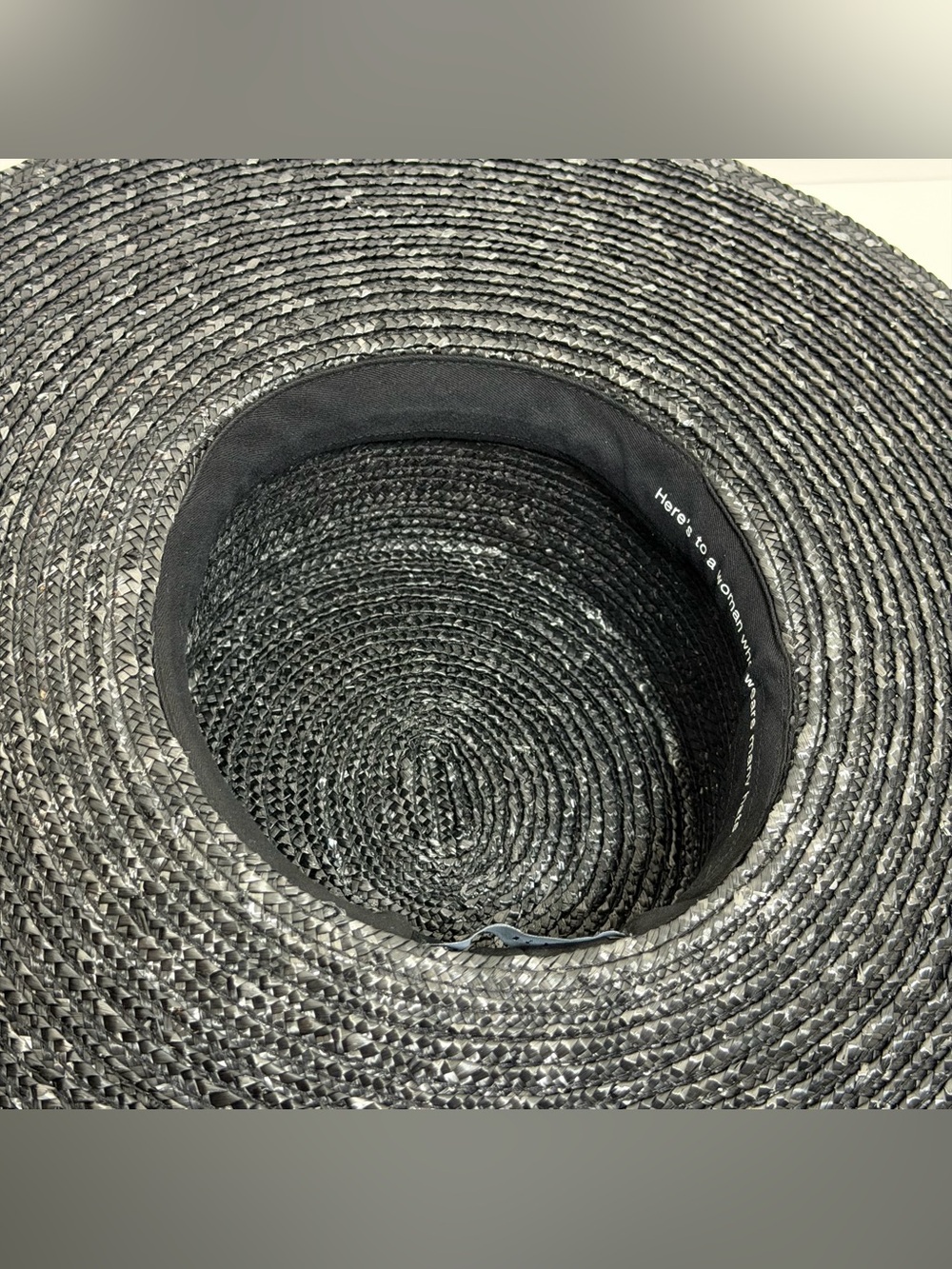 GIGI PIP Black Straw Wide-Brim Hat with Triangle Accent - Picture 6 of 10